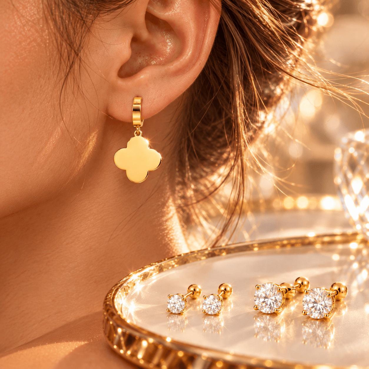6pcs Luxury Multi-Style Earring Combo Set, Elegant Stackable